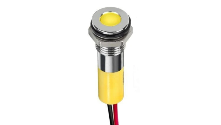 Lampka kontrolna do montażu panelowego 12V dc, Żółta 8mm LED Wyprowadzenia RS PRO