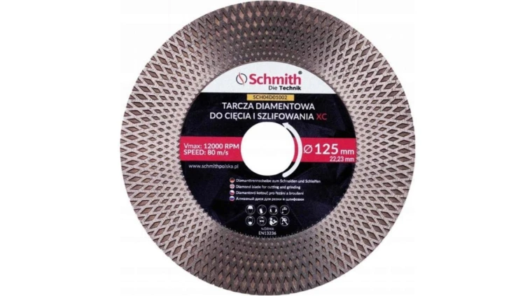 Tarcza diamentowa 125mm do cięcia szlifowania gresu kąt 45st PRO XC SCHMITH
