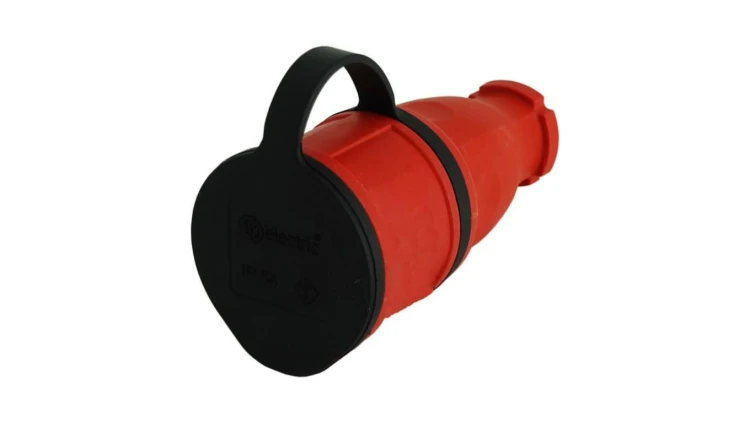 Gniazdo przenośne proste 16A 230V 2P+Z czerowne Schuko 8249