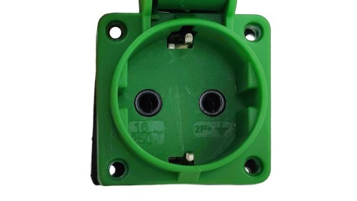 Gniazdo tablicowe 16A 250V IP54 SCHUKO Typ F zielone TP Electric 0589