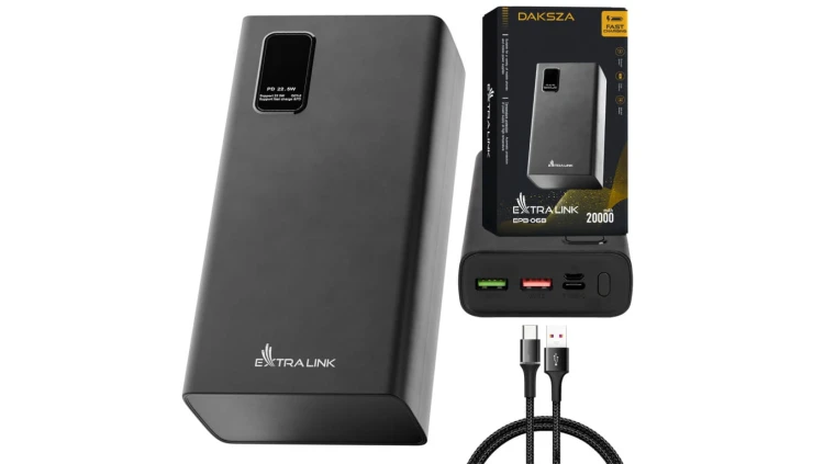 Powerbank Power bank, Fast Charging, USB-C Extralink EPB-068 20000mAh Czarny