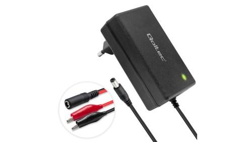 Qoltec Automatyczna ładowarka do akumulatora AGM GEL STD Prostownik 24V 19.2W 5.5x2.1 Kabel 1.8m