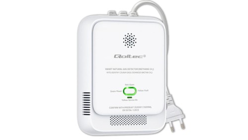 Qoltec Certyfikowany Czujnik wycieku gazu ziemnego detektor CH4 NG alarm 85dB LED