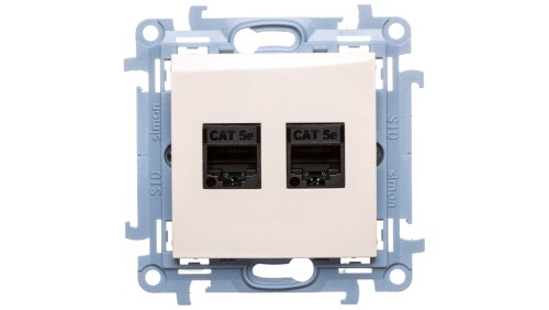 Simon 10 Gniazdo komputerowe podwójne 2xRJ45 kat.5e kremowe C52.01/41