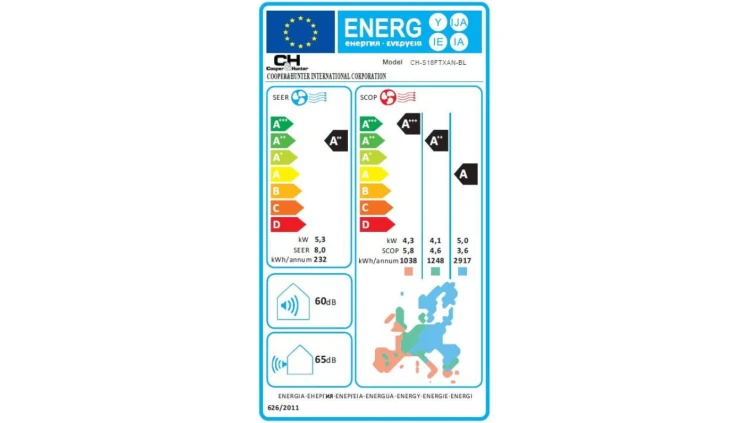 Klimatyzator ścienny CooperiHunter, Nature Czarny, CH-S18FTXAN-BL (komplet), 5,3 kW, 5 lat gwarancji, Grzanie i Chłodzenie, WiFi
