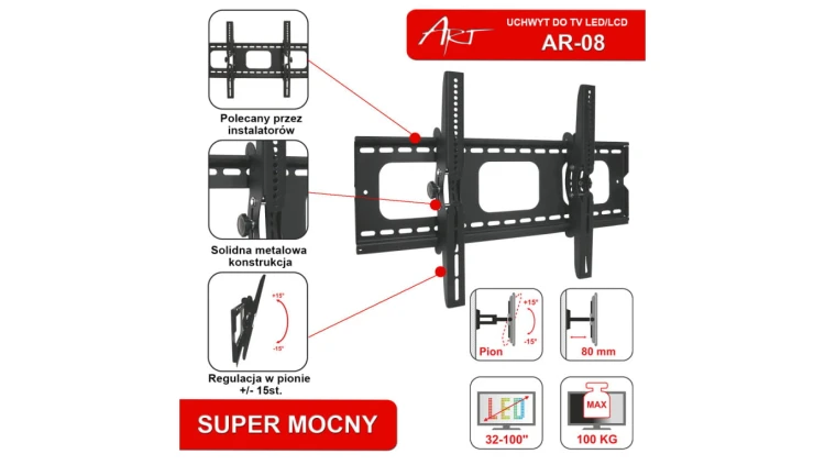 UCHWYT DO TV LCD/LED 32-100 100KG AR-08 ART