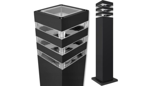 Lampa Ogrodowa Zewnętrzna E27 CZARNA SŁUPEK Kwadratowy 60cm