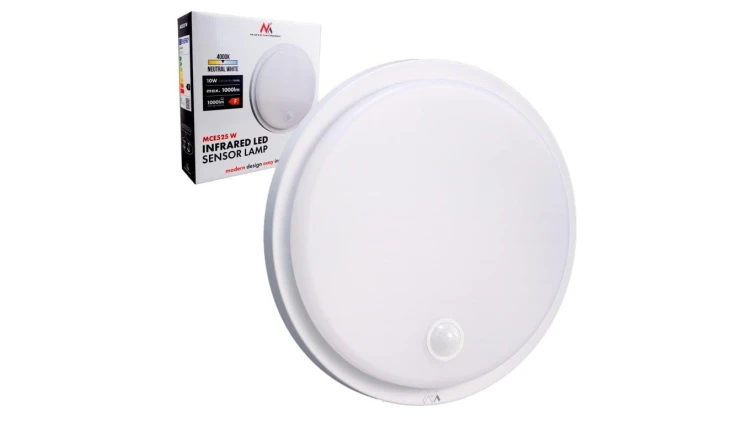 Lampa LED z czujnikiem ruchu Maclean , czujnik PIR, kolor biały, 10W, IP65, 1000lm, barwa neutralna, MCE525 W