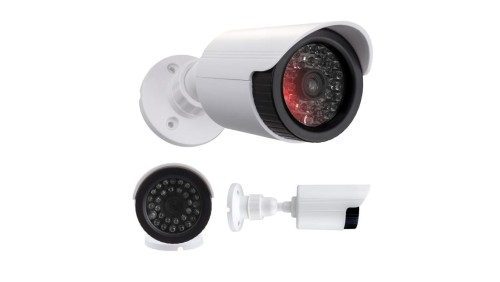 Atrapa kamery tubowej, diody IR LED, biała, zasilanie 2xAA (brak w zestawie), ABS, IR1800 W
