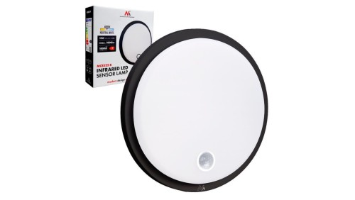 Lampa LED z czujnikiem ruchu Maclean , czujnik PIR, kolor czarny, 10W, IP65, 1000lm, barwa neutralna, MCE525 B