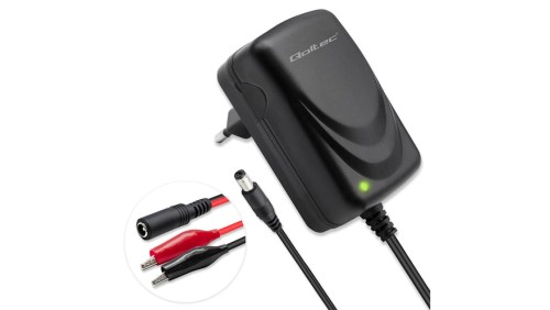Qoltec Automatyczna ładowarka do akumulatora AGM GEL STD Prostownik 6V/12V 6W 5.5x2.1 Kabel 1.8m