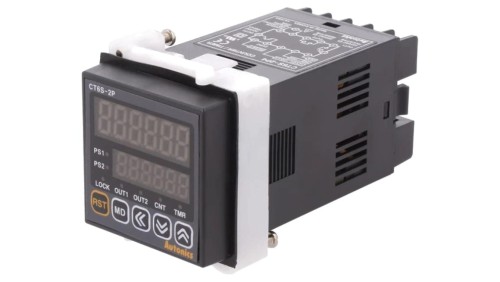 CT6S-2P4 Licznik elektroniczny z wyświetlaczem LED x2, czas/impulsy, OUT:SPST, IN:NPN,PNP