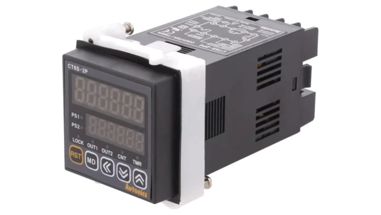 CT6S-2P4 Licznik elektroniczny z wyświetlaczem LED x2, czas/impulsy, OUT:SPST, IN:NPN,PNP