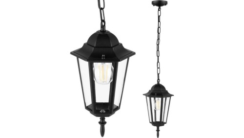 Lampa Ogrodowa Wisząca Zewnętrzna E27 LATARNIA Czarna BELLIS LUMILED