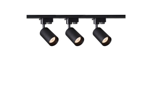 Szynoprzewód 1m czarny + 3x Lampa MALGA T Black + Końcówka zasilająca czarna + Zaślepka czarna