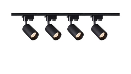 Szynoprzewód 2m czarny + 4x Lampa MALGA T Black + Końcówka zasilająca czarna + Zaślepka czarna EDO