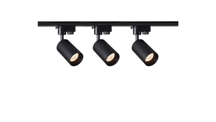 Szynoprzewód 2m czarny + 3x Lampa MALGA T Black + Końcówka zasilająca czarna + Zaślepka czarna