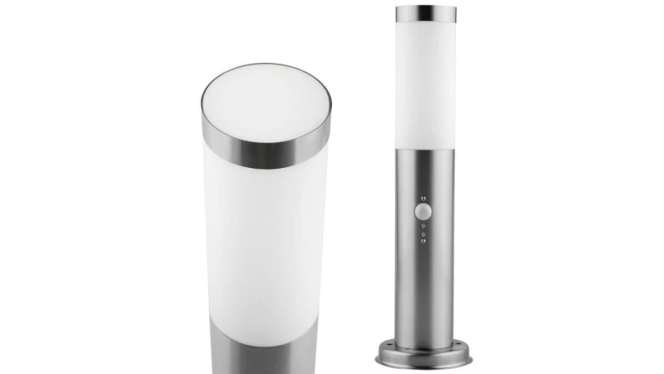 Lampa Ogrodowa Zewnętrzna E27 INOX SŁUPEK 45cm z Czujnikiem Ruchu Lilium Lumiled