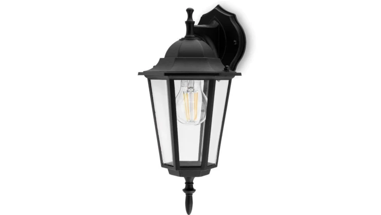Kinkiet Ogrodowy Elewacyjny Zewnętrzny E27 LATARNIA do DOŁU Czarna BELLIS LUMILED