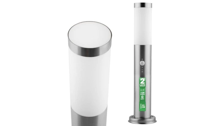 Lampa Ogrodowa Zewnętrzna E27 INOX SŁUPEK 65cm z Czujnikiem Ruchu Lilium Lumiled