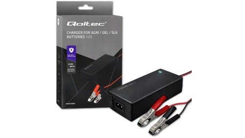 Qoltec Automatyczna ładowarka do akumulatora AGM GEL STD Prostownik 12V 4A 48W LED Kabel 1.8m