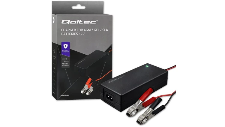 Qoltec Automatyczna ładowarka do akumulatora AGM GEL STD Prostownik 12V 4A 48W LED Kabel 1.8m