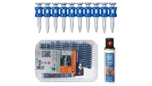 Gwoździe do betonu 2,7x25mm ocynkowane, gładkie łączone plastikiem 500 sztuk + 1x gaz do osadzaka R-SC40II Rawlplug R-KNC-6/25/5