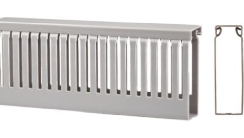 Koryto z rowkami do kabli Szary PVC Otwarty Koryto panelowe z otworami 40 mm 80mm 2m RS PRO