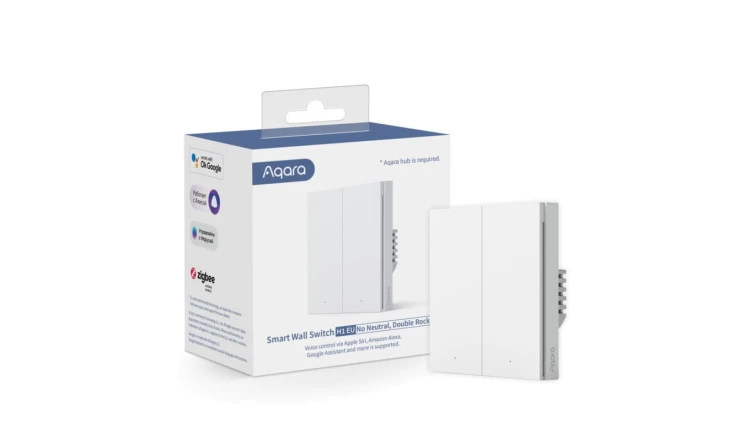 Przełącznik bez Neutral, Zigbee 3.0, EU, WS-EUK02 Aqara Wall Double Switch H1