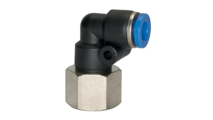 Złączka pneumatyczna wtykowa kątowa R 1/2 GW do węża fi 12 mm, tworzywo sztuczne