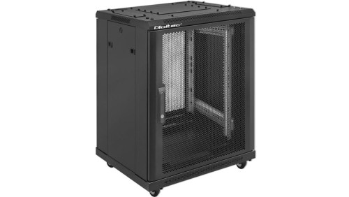 Qoltec Szafa RACK 19 15U 600 x 855 x 600 Perforowane drzwi Stojąca Nóżki + Kółka Stalowa obudowa Zamek