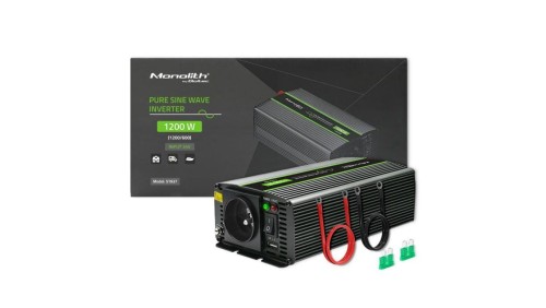 Qoltec Przetwornica napięcia Monolith 600W 1200W 24V na 230V Czysty Sinus
