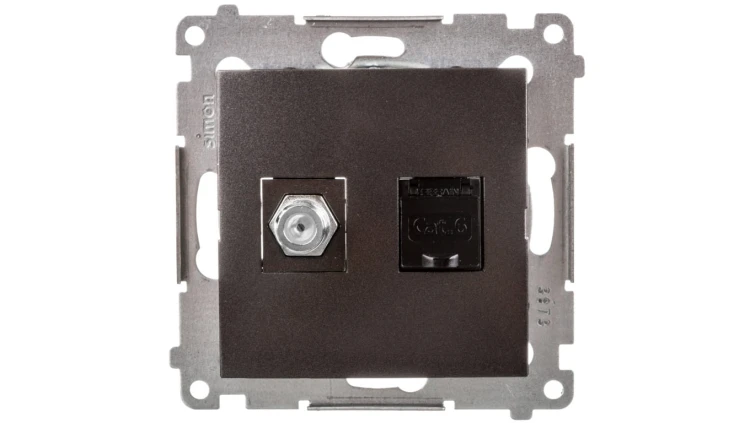 Simon 54 Gniazdo antenowe i komputerowe typu F i RJ45 kat.6 antracyt DASFRJ45.01/48