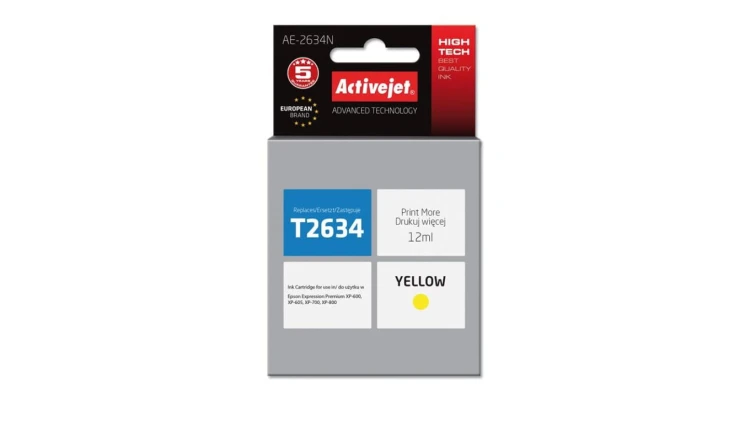 Tusz Activejet AE-2634N (zamiennik Epson 26 T2634 Supreme 12 ml żółty)