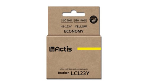 Tusz ACTIS KB-123Y (zamiennik Brother LC123Y/LC121Y Standard 10 ml żółty)