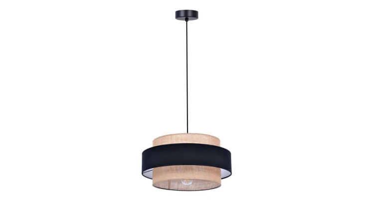 Lampa wisząca GATO, dekoracyjna, podwójny abażur w stylu boho czarno-beżowy na E27 K-5231 Kaja Lighting