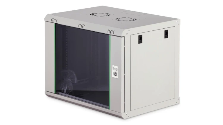Szafa sieciowa wisząca Dynamic 19 9U rack 600x450, drzwi szyba, szary, niezłożona, 60kg DN-37104