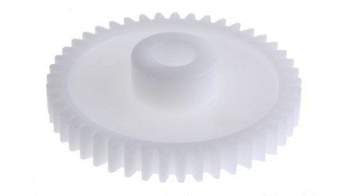 Koło zębate walcowe, moduł: 1, l.zębów: 45, śr. piasty: 16mm, śr. otworu: 8mm, POM