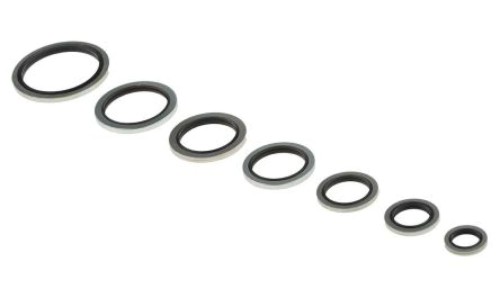 Zestaw uszczelek metalowo-nitrylowych, wymiary calowe Nitryl, Kit Contents 114 szt. RS PRO