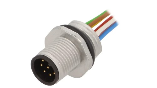 Gniazdo męskie M12 8-PIN na panel ESTGH080MSS00,5E08 (PG9)