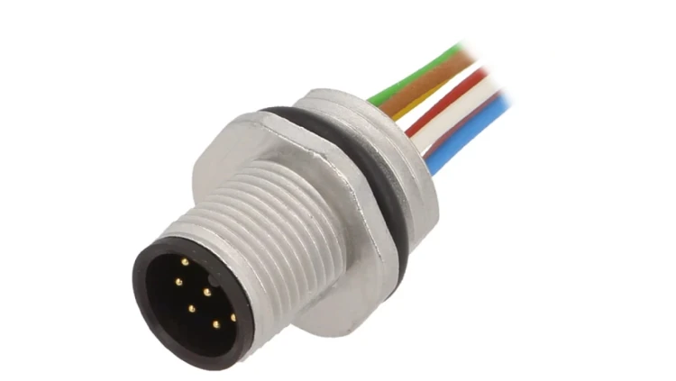 Gniazdo męskie M12 8-PIN na panel ESTGH080MSS00,5E08 (PG9)