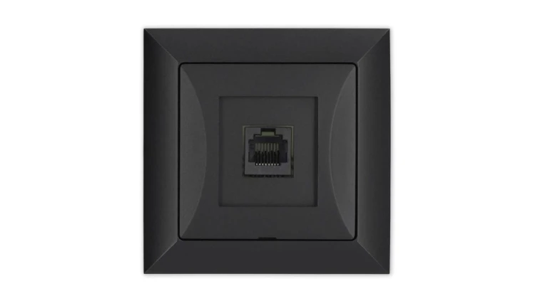 OPAL Gniazdo komputerowe RJ45 8pin zacisk krone LSA+ czarny mat GTP-12 Op CZ/MAT