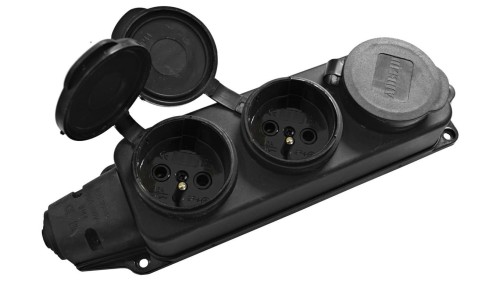 Listwa /rozgałęźnik/ do przedłużacza 3-gniazda z/u gumowe IP44 AEI602233-L