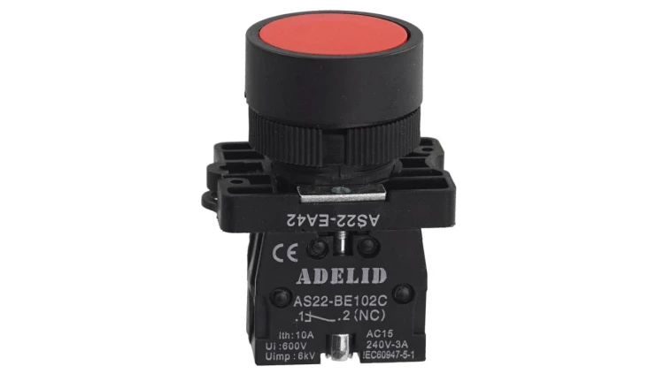 Przycisk sterowniczy czerwony 1xNC 10A IP54 AS22-EA42
