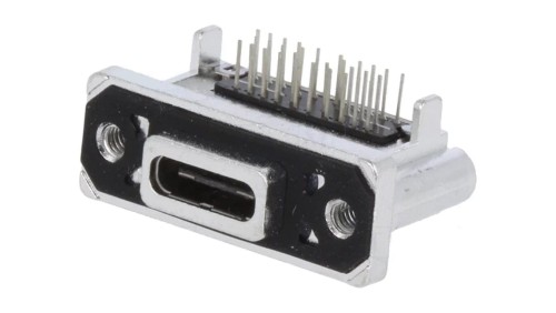 Gniazdo USB C THT kątowe 90 USB 3.1 IP67 złocony 5A MUSBR-M1C1-30