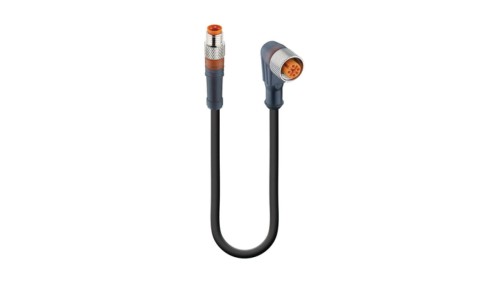 Kabel konfekcjonowany obustronnie złącza M8 męskie proste M8 żeńskie kątowe 3-PIN z kablem 0,3m 96875