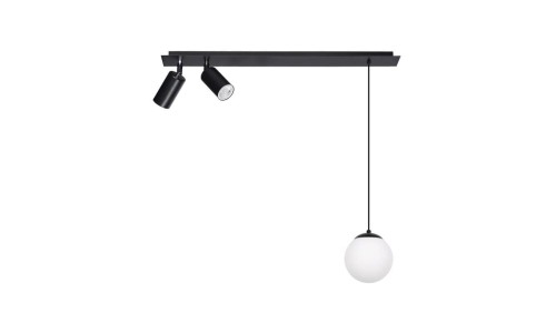 Lampa sufitowa ALBIO na rozecie reflektory na GU10 i zwis z klasycznym szklanym kloszem na E14 K-4137 Kaja Lighting
