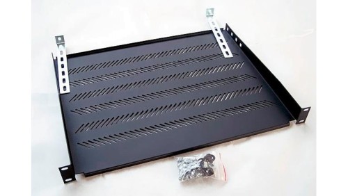 Półka 1U 350mm czarna z podporami