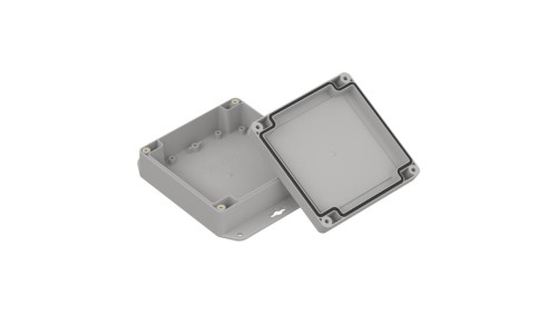 ZP120.120.45SUJp-IP67 TM ABS-PC - Obudowa hermetyczna ZP120.120.45 jasny dół z uszami - bezbarwna góra z uszczelką zalewaną i tu