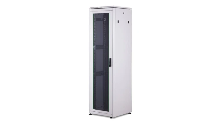 Szafa sieciowa stojąca Unique 19 42U rack 2053x600x600mm, drzwi przód szyba, drzwi tył pełne, szary DN-19 42U-6/6-1